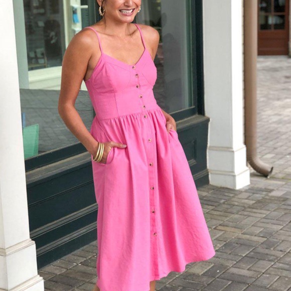 Rolla’s Eve Linen Dress In Magenta/Hot Pink - Picture 3 of 15